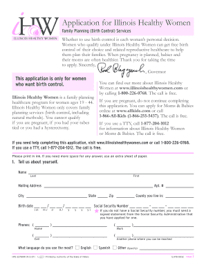 Illinois Healthy Women Birth Control Application