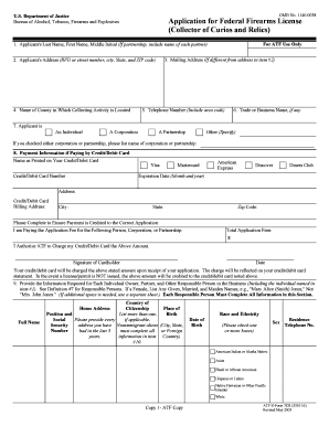 Federal Firearms License Application for Collectors