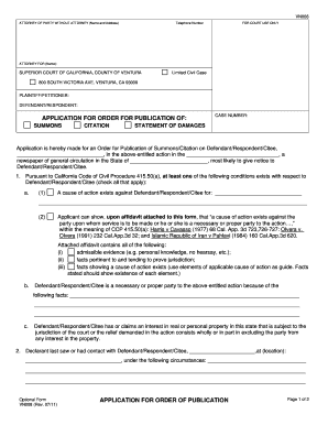 California Application for Order of Publication
