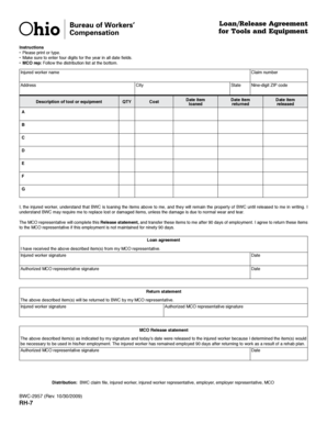 Loan Release Agreement for Tools and Equipment
