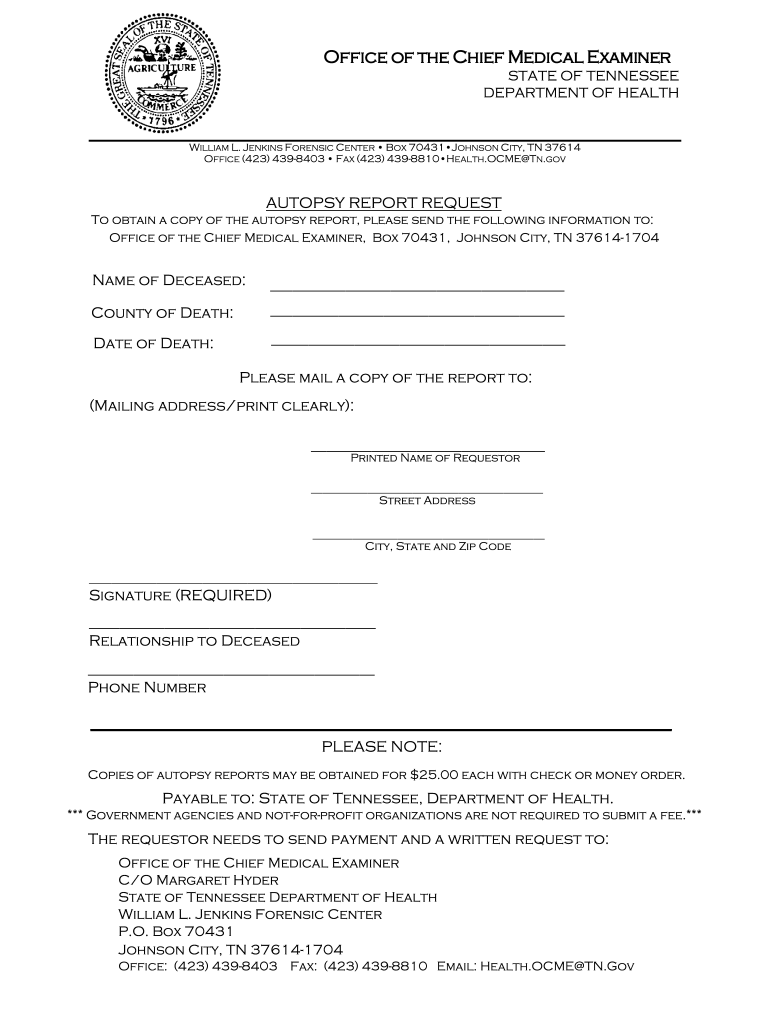 Blank Autopsy Report Template