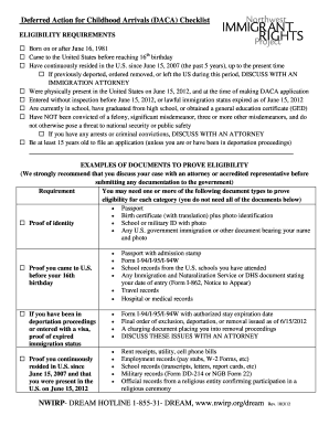 Deferred Action for Childhood Arrivals (DACA) Checklist