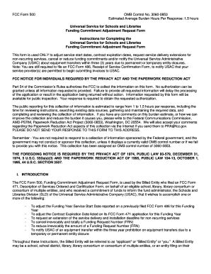 FCC Form 500 Funding Commitment Adjustment Request