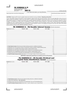 PA Schedule A/B for Interest and Dividend Income