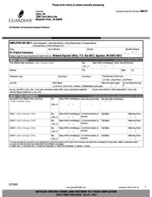 Guardian Group Life Insurance Enrollment Form
