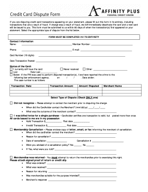 Credit Card Dispute Form