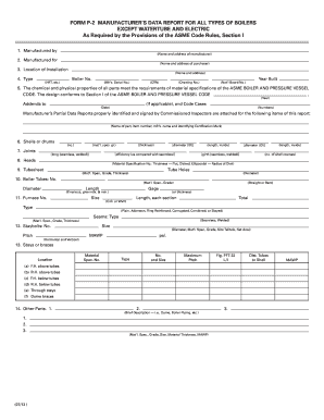 ASME Boiler Manufacturer's Data Report Form P-2
