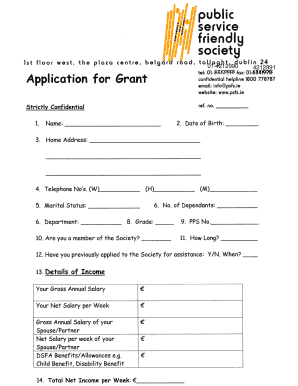 Print - Grant Application Form - Public Service Friendly Society