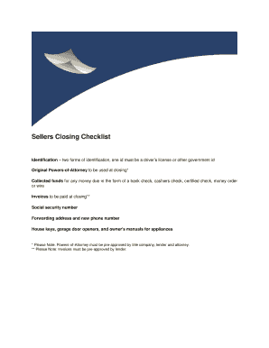Sellers Closing Checklist