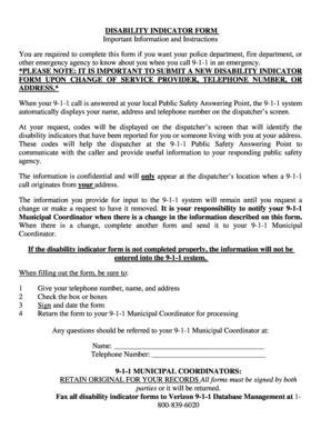 Disability Indicator Form