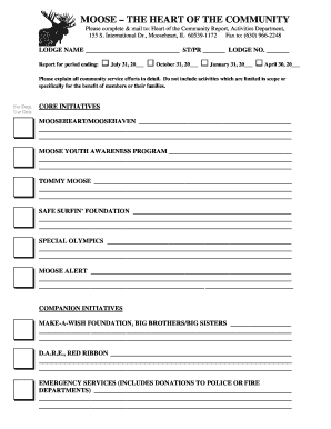 Moose Community Service Report Form