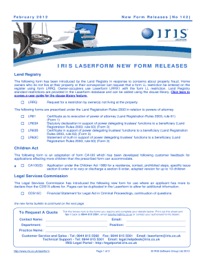 Land Registry Restriction Request Form