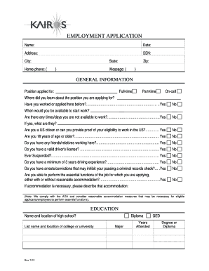 Employment Application Form