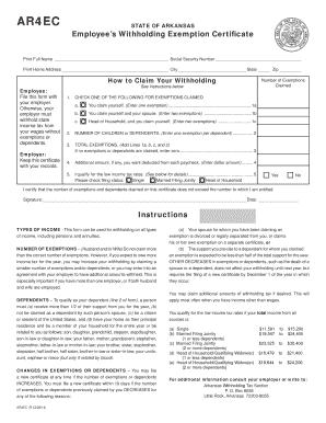 Arkansas Employee’s Withholding Exemption Certificate