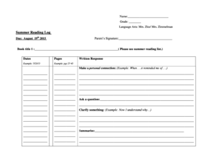 Summer Reading Log