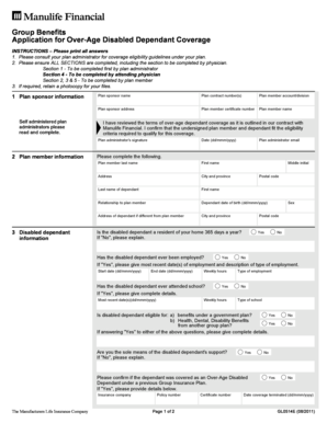 Application for Over-Age Disabled Dependent Coverage