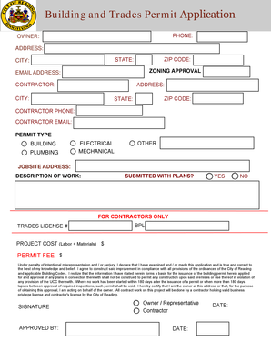 Building and Trades Permit Application