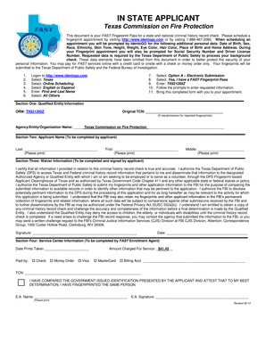 Texas Fire Protection Applicant Fingerprint Pass