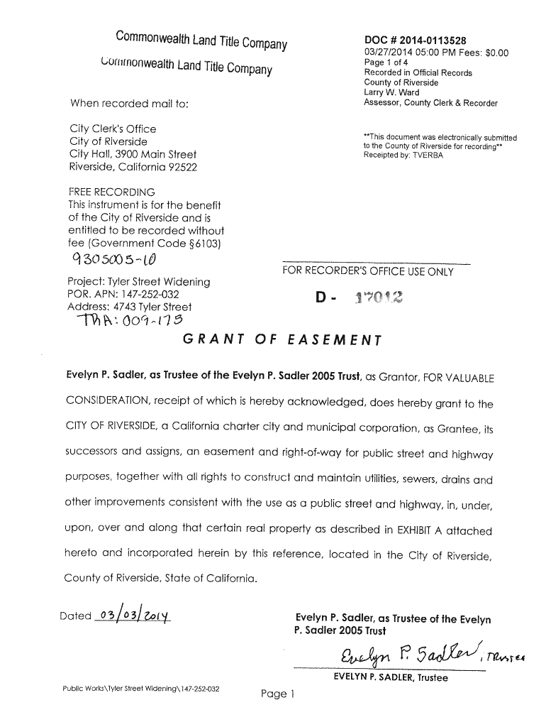 Fillable Online Cliy Of RlVel'SlOle to the County of Riverside for