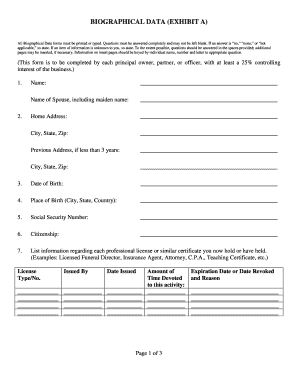 Biographical Data Form