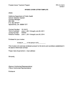 Exhibit I - Invoice Cover Letter Template - cdph ca