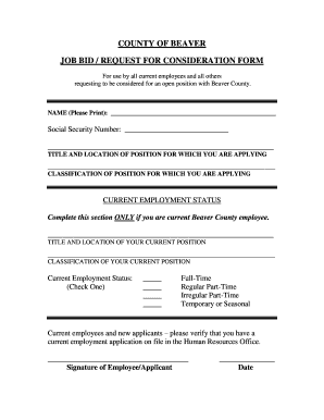 Beaver County Job Bid Request Form