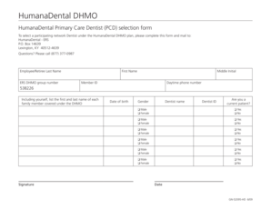HumanaDental DHMO Primary Care Dentist Selection Form