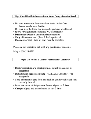 High School Health & Consent Form