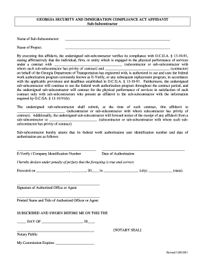 Georgia Security and Immigration Compliance Affidavit