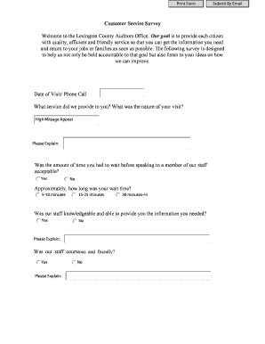 Lexington County Auditors Office Customer Service Survey