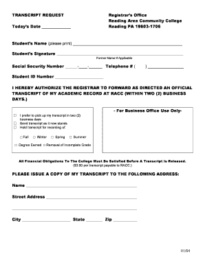 Transcript Request Form