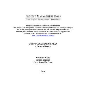 Project Cost Management Plan Template