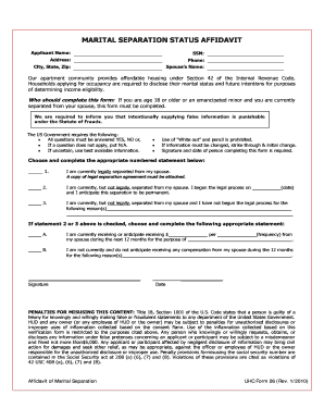 Marital Separation Status Affidavit