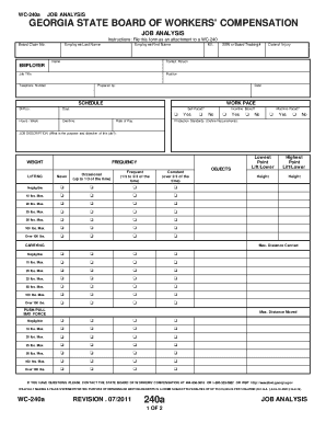 Georgia Workers' Compensation Job Analysis Form