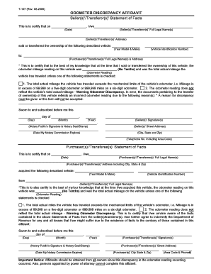 Odometer Discrepancy Affidavit