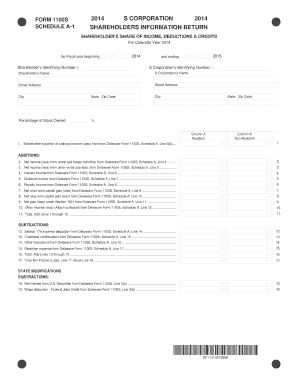 Delaware Form 1100S Schedule A-1