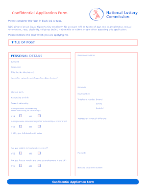 Confidential Application Form