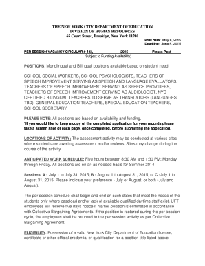 New York City Per Session Employment Application