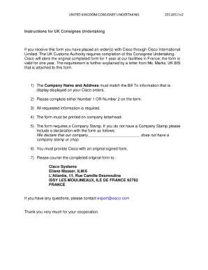 Instructions for UK Consignee Undertaking If you receive this form ...