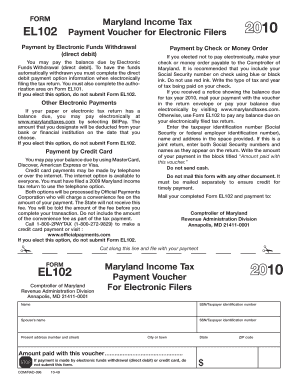 Maryland Income Tax Payment Voucher