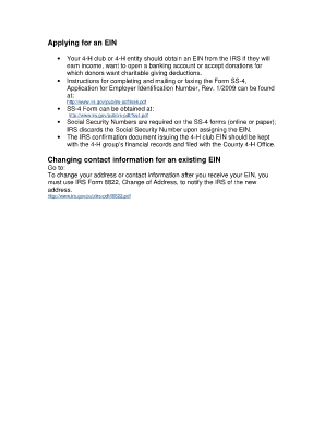 IRS Form SS-4 Application for Employer Identification Number
