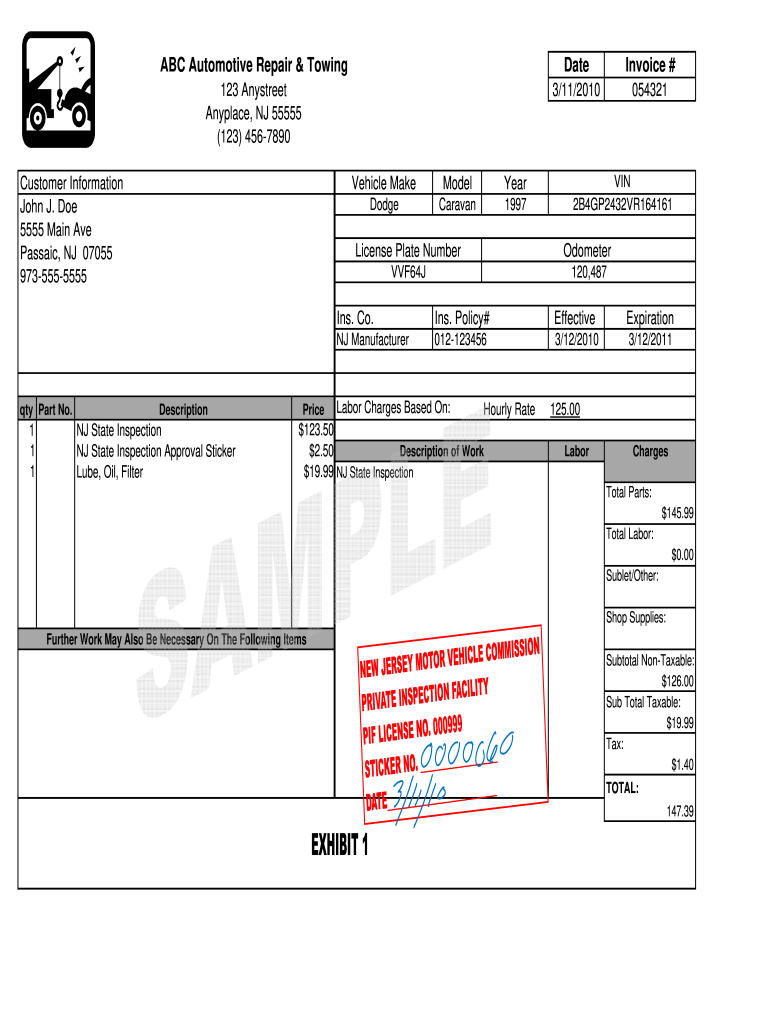 towing receipt