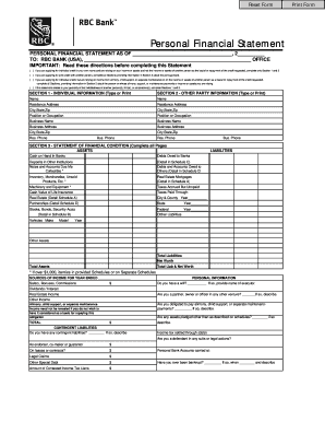 RBC Personal Financial Statement