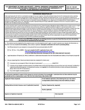 FEMA Single Residential Lot or Structure Amendment Form