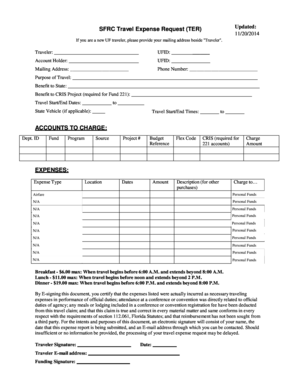 SFRC Travel Expense Request Form