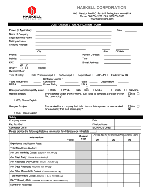 Contractor Qualification Form