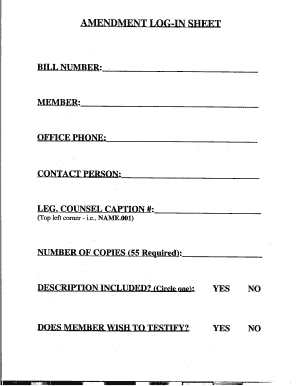 AMENDMENT LOG-IN SHEET OFFICE PHONE : NUMBER OF ...