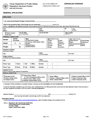 Texas Concealed Handgun License Renewal Application