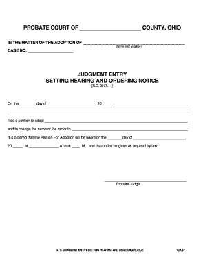 Ohio Adoption Hearing Notice