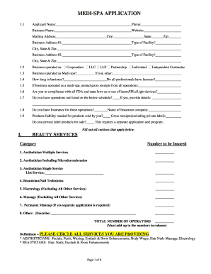 Medi-Spa Insurance Application